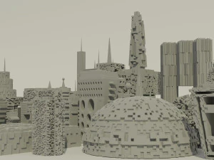 sci-fi buildings kitbash 3D Model