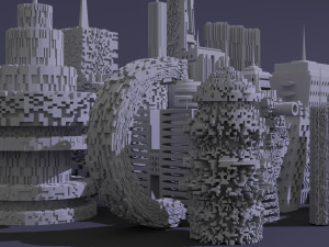 sci-fi buildings kitbash 3D Modell