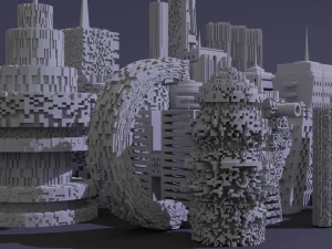 sci-fi buildings kitbash 3D Model