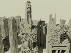 sci-fi buildings kitbash 3D Model