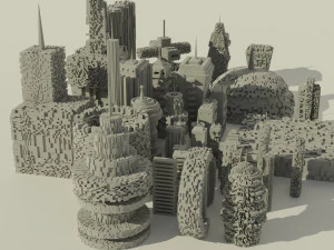 sci-fi buildings kitbash 3D Model