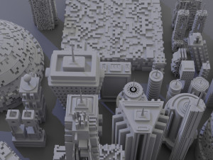 sci-fi buildings kitbash 3D Modell