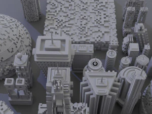 sci-fi buildings kitbash 3D Model