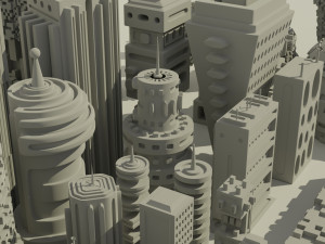 sci-fi buildings kitbash 3D Modell