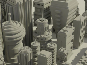 sci-fi buildings kitbash 3D Model
