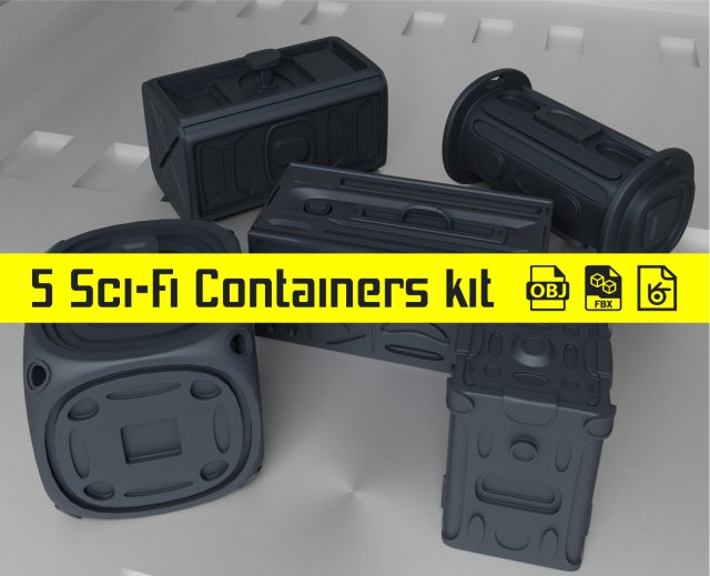 Sci-Fi Containers kit 3D Model .c4d .max .obj .3ds .fbx .stl .blend 