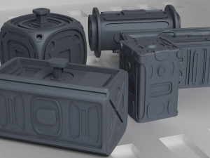 Sci-Fi Containers kit 3D Model