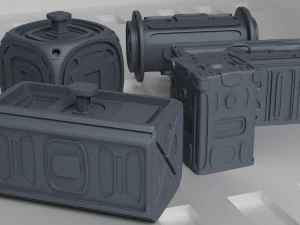 Набор &laquo;Научно-фантастические контейнеры&raquo; 3D Модель