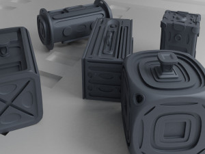 Sci-Fi Containers kit 3D Model