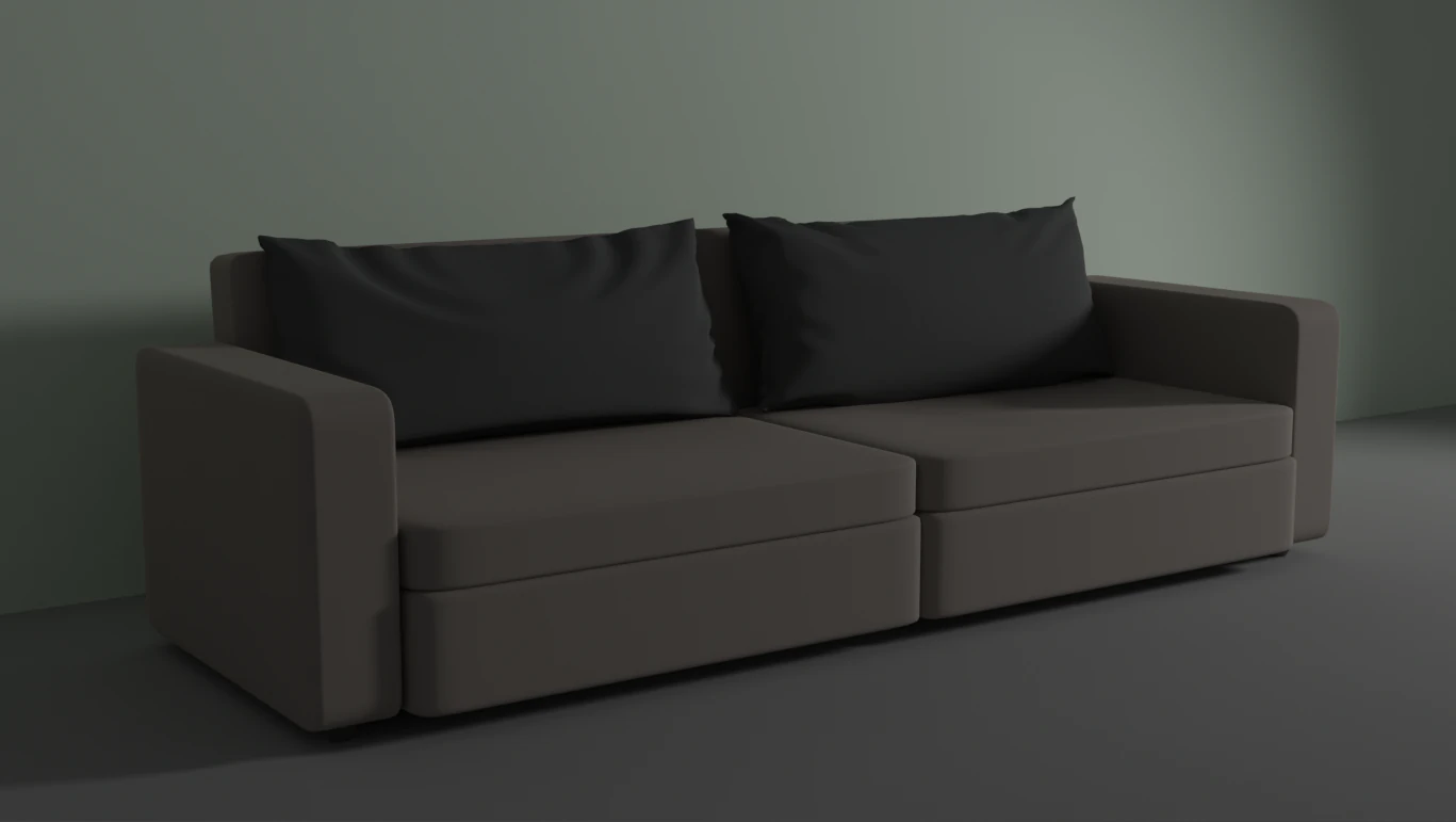 sofa 2 pillows 3D Model .c4d .max .obj .3ds .fbx .stl .blend 