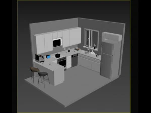 dise&ntilde;o de cocina moderna3dmax Modelo 3D