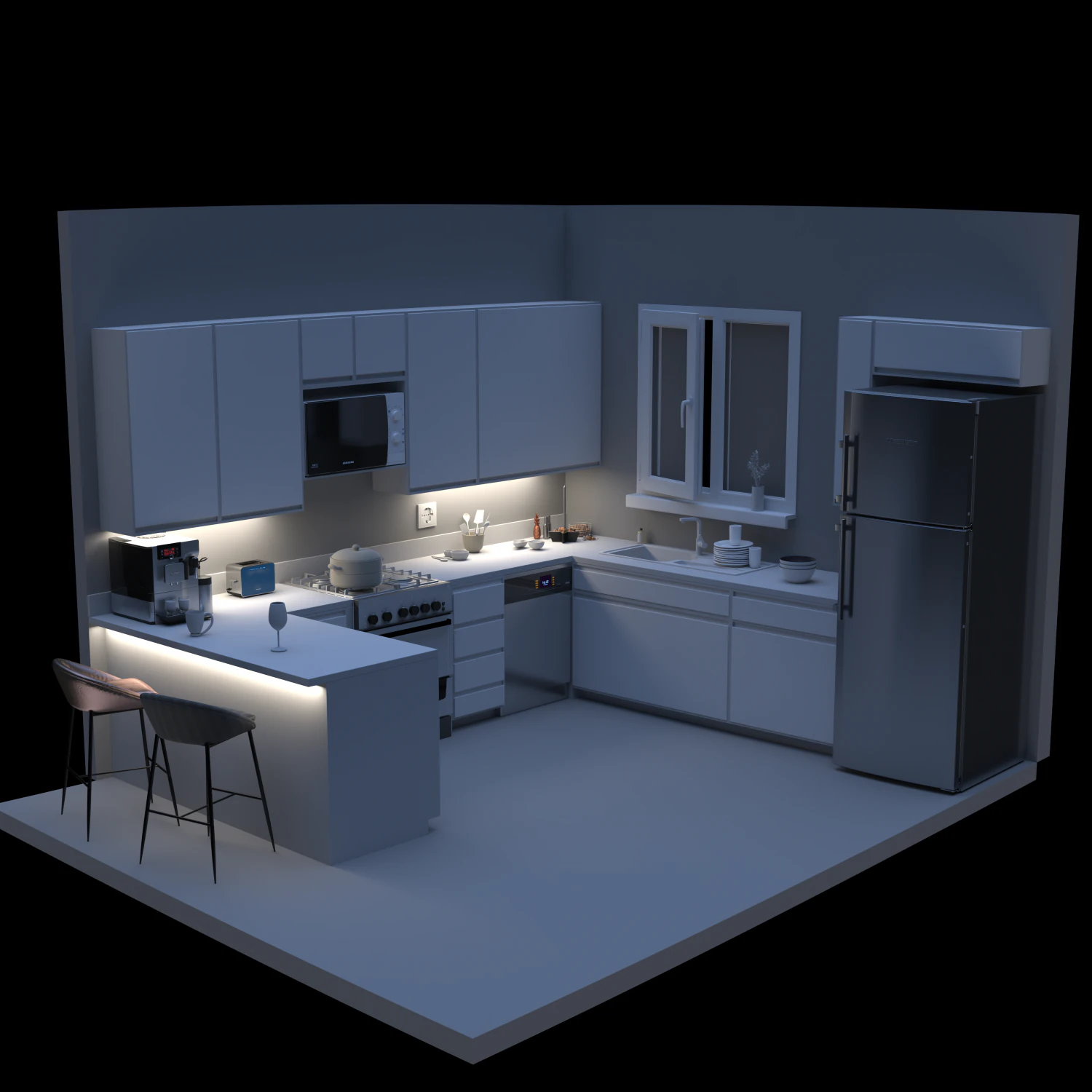 dise&ntilde;o de cocina moderna3dmax Modelo 3D .c4d .max .obj .3ds .fbx .stl .blend 