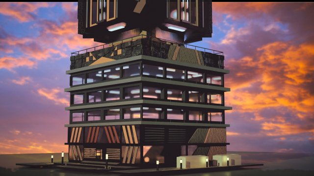 modern cyberpunk building 3D 모델 .c4d .max .obj .3ds .fbx .stl .blend 