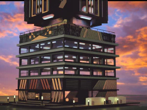 современное здание в стиле киберпанк 3D Модель