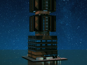 modern cyberpunk building 3D 모델