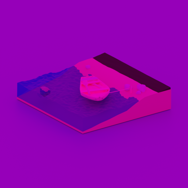 A small island with a boat 3D Model .c4d .max .obj .3ds .fbx .stl .blend 