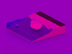 Eine kleine Insel mit einem Boot 3D Modell