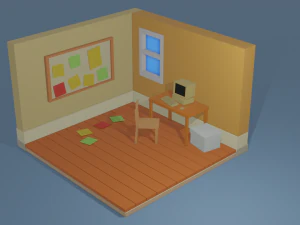 90人の学生部屋 3Dモデル