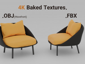 Offecct Netframe Armchair Fabric 4K Baked Textured 3D मॉडल