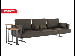 Sofa with Cushions and Side Table 3D मॉडल
