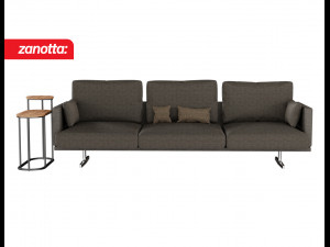 Sofa with Cushions and Side Table 3D मॉडल