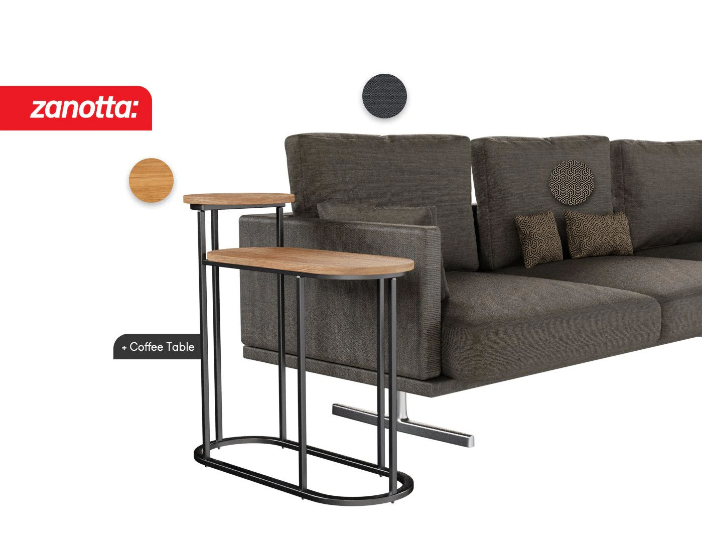 Sofa with Cushions and Side Table 3D Model .c4d .max .obj .3ds .fbx .stl .blend 