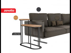 Divano con cuscini e tavolino Modello 3D