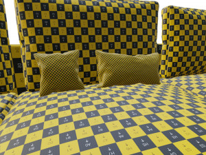 Sofa with Cushions and Side Table 3D मॉडल