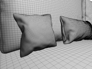 Sofa with Cushions and Side Table 3D मॉडल