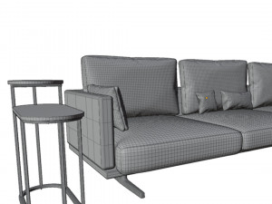 Sofa with Cushions and Side Table 3D मॉडल