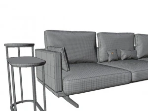 Sofa with Cushions and Side Table 3D Model