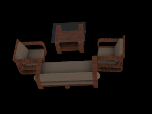 primem cherry wood sofa set 3D Модель