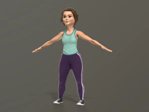 cartoon girl in sportswear and sneakers low-poly 3D Model