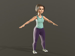 cartoon girl in sportswear and sneakers low-poly 3D Model