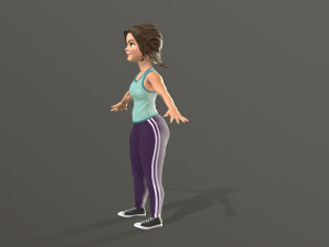 cartoon girl in sportswear and sneakers low-poly 3D Model