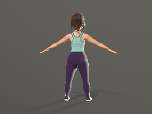 cartoon girl in sportswear and sneakers low-poly 3D Model