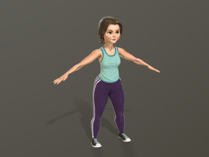 cartoon girl in sportswear and sneakers low-poly 3D Model
