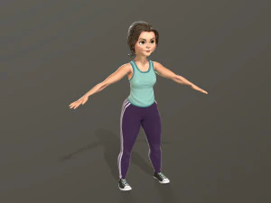 cartoon girl in sportswear and sneakers low-poly 3D Model