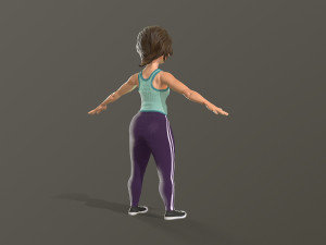 cartoon girl in sportswear and sneakers low-poly 3D Model