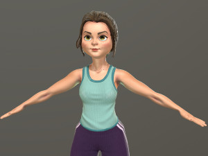 cartoon girl in sportswear and sneakers low-poly 3D Model