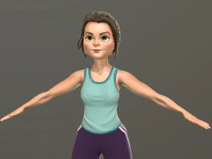 cartoon girl in sportswear and sneakers low-poly 3D Model