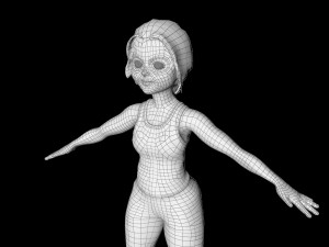 cartoon girl in sportswear and sneakers low-poly 3D Model