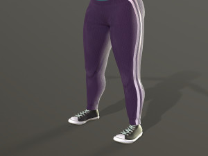cartoon girl in sportswear and sneakers low-poly 3D Model
