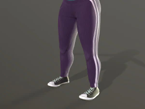 cartoon girl in sportswear and sneakers low-poly 3D Model