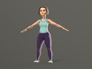 cartoon girl in sportswear and sneakers low-poly 3D Model