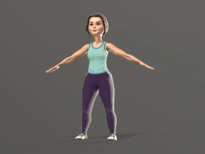 cartoon girl in sportswear and sneakers low-poly 3D Model