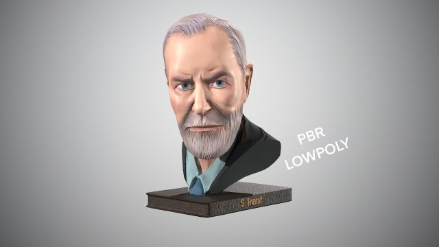 bust of sigmund freud low-poly Model 3D .c4d .max .obj .3ds .fbx .stl .blend 