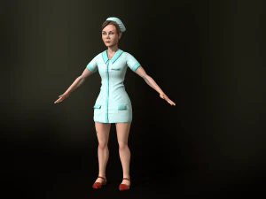 infermiere pronto per il gioco gratuito low-poly Modello 3D