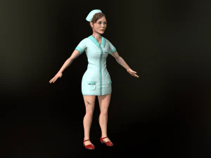 game-ready nurse free low-poly 3D Model
