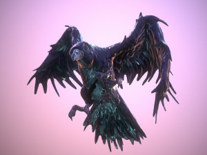 black crow in mystic stile low-poly 3D Модель